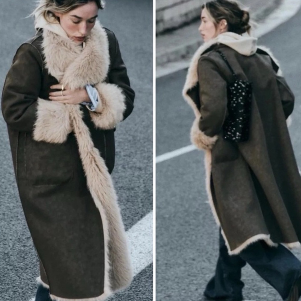 Zara NWT reversible faux fur double faced coat 6318/278 - Picture 4 of 16